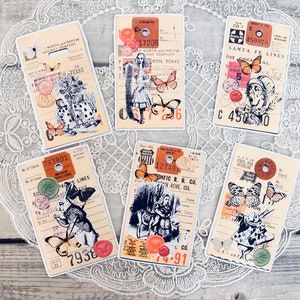 Vintage Alice in Wonderland ephemera for junk journal. Vintage illustration, vintage ephemera stickers, ephemera cards, scrapbook supplies.