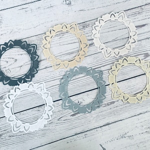 Handmade Flower Doily Die Cuts: Scrapbook Journal Embellishments (4 Pieces)