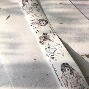 Taiwanese Stationery Girl Washi Tape Simple Loop For Junk Journal | Girl Sticker For Planner | Cute Girl Washi Tape For Scrapbook