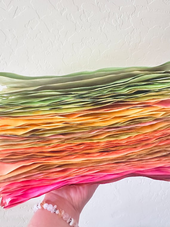 Spring Color Multicolor Tea Dyed Paper for Junk Journals | Handmade Vintage Journal Paper Handmade Tea Dyed Paper for Scrapbooking