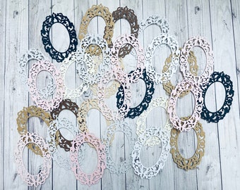 Oval Wreath Doilies Die Cuts For Scrapbook | Doilies Ephemera For Junk Journal | Cardstocks Die Cuts For Card Making | A Set Of 8 Doilies