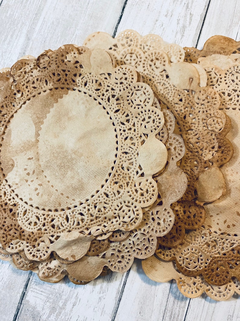 Tea dyed doilies lace paper. A lot of 20 doilies lace paper Etsy