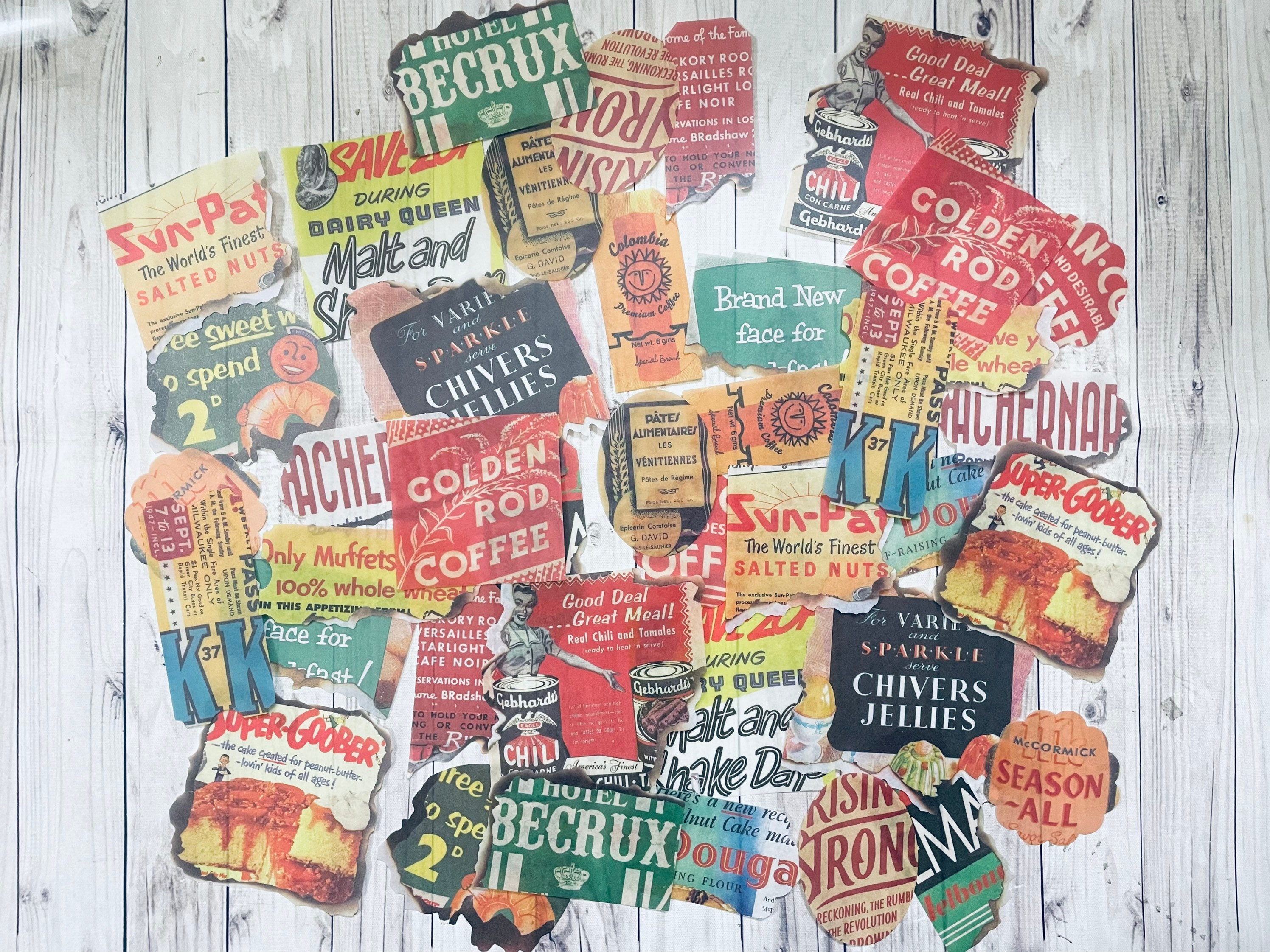 30 Vintage Themed Junk Journal Paper Stickers. Vintage Themed Stickers,  Scrapbook Stickers, Journal Stickers, Scrapbook Supplies, Stickers. 