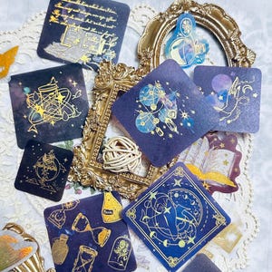 Gold Foiled Witches Washi Stickers: 40 pc Scrapbook Journaling Set