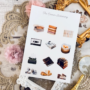 Vintage aesthetic ephemera sticker for junk journaling. Vintage books ephemera paper sticker for journaling, and scrapbooking