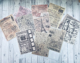 Vintage Ephemera Paper: 30 Themed Sheets for Junk Journals
