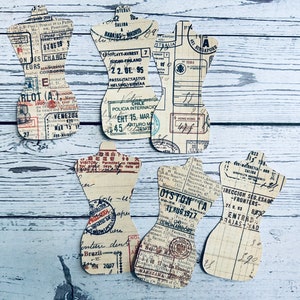 Fustelle a forma di manichino per diari di scarto - Lettere vintage - Forniture per scrapbooking - Decorazioni per planner - Artigianato fai da te con carta