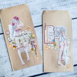Handmade Junk Journal Envelopes: Stamping Ephemera Set of 2