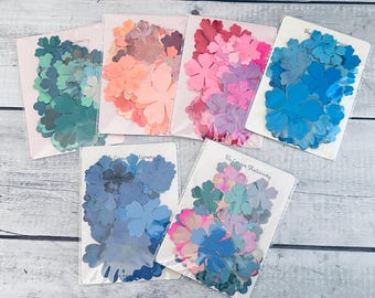 Vintage Tea Dyed Flower Die Cuts, 50 pcs Junk Journal Ephemera Pack, Scrapbook Embellishments, Botanical Paper Craft Supplies