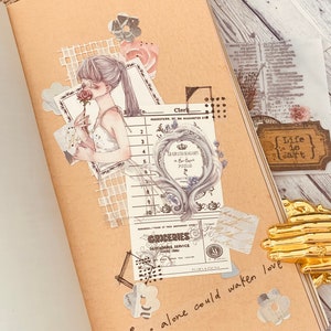 A Sheet of 20 Pink Flowers Ephemera Small Stickers for Junk Journaling ...