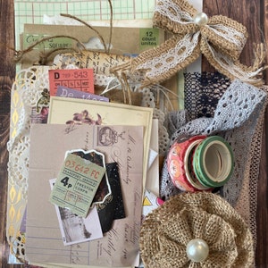 Sac de papeterie éphémère mystère pour journal indésirable pour le scrapbooking, la journalisation, la journalisation d'art, la journalisation de collages et la reliure vintage.
