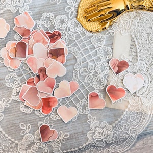 Small Pink Heart Ephemera: Scrapbook Journal Embellishments (48 Pieces)