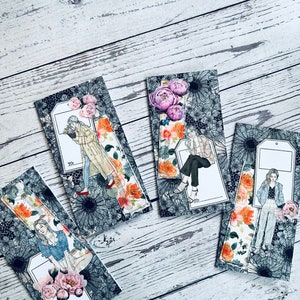 Handmade Embellished Journal Tags | Vintage Embellishement Bookmarks For Junk Journal | Handmade Bookmarks For Scrapbook | A set of 4 Tags