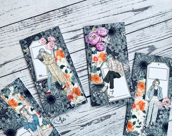 Handmade Embellished Journal Tags | Vintage Embellishement Bookmarks For Junk Journal | Handmade Bookmarks For Scrapbook | A set of 4 Tags