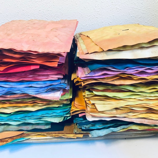 Multicolored Tea Dyed Paper for junk journaling, journaling, scrapbooking, making journal insert, making journal and DIY journal project.