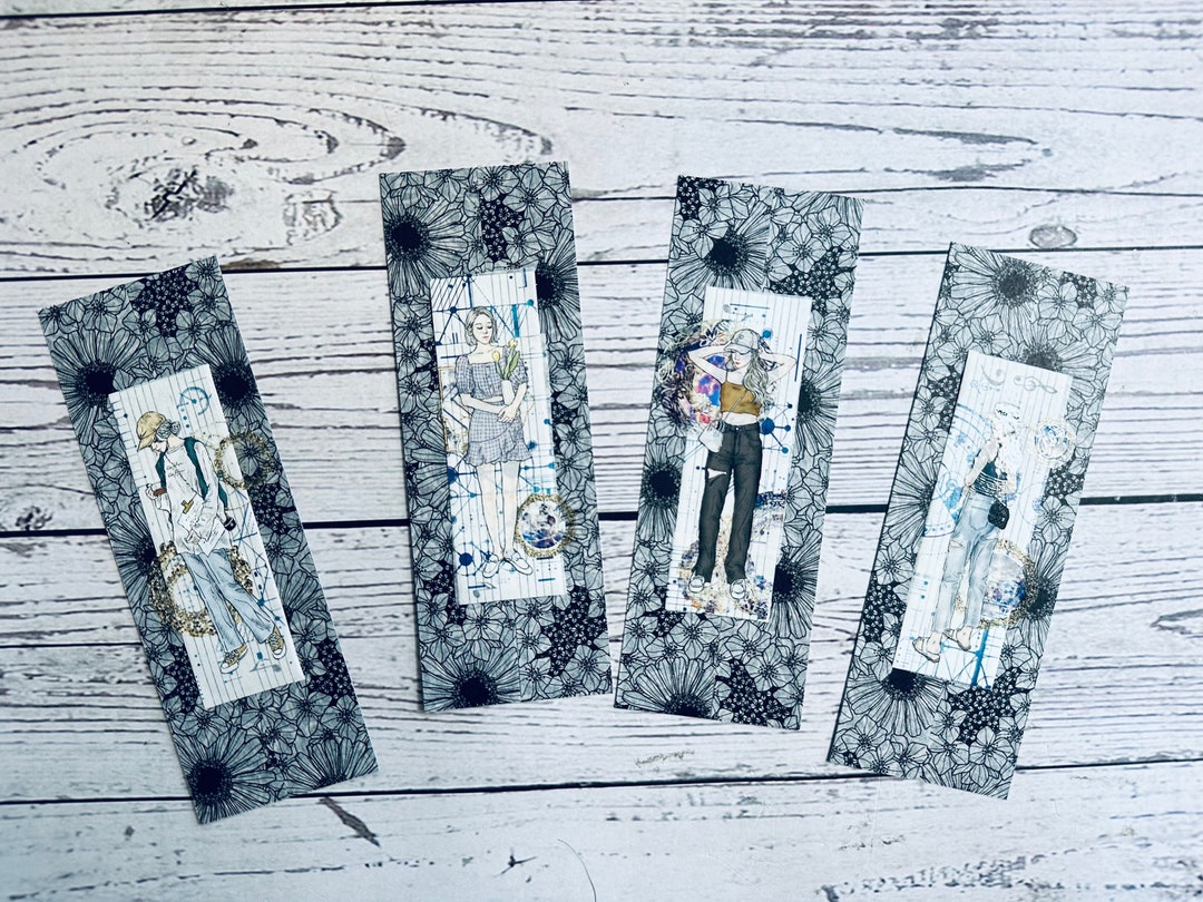 Handmade Collage Bookmarks: Junk Journal Embellishments, Set of 4 - Etsy