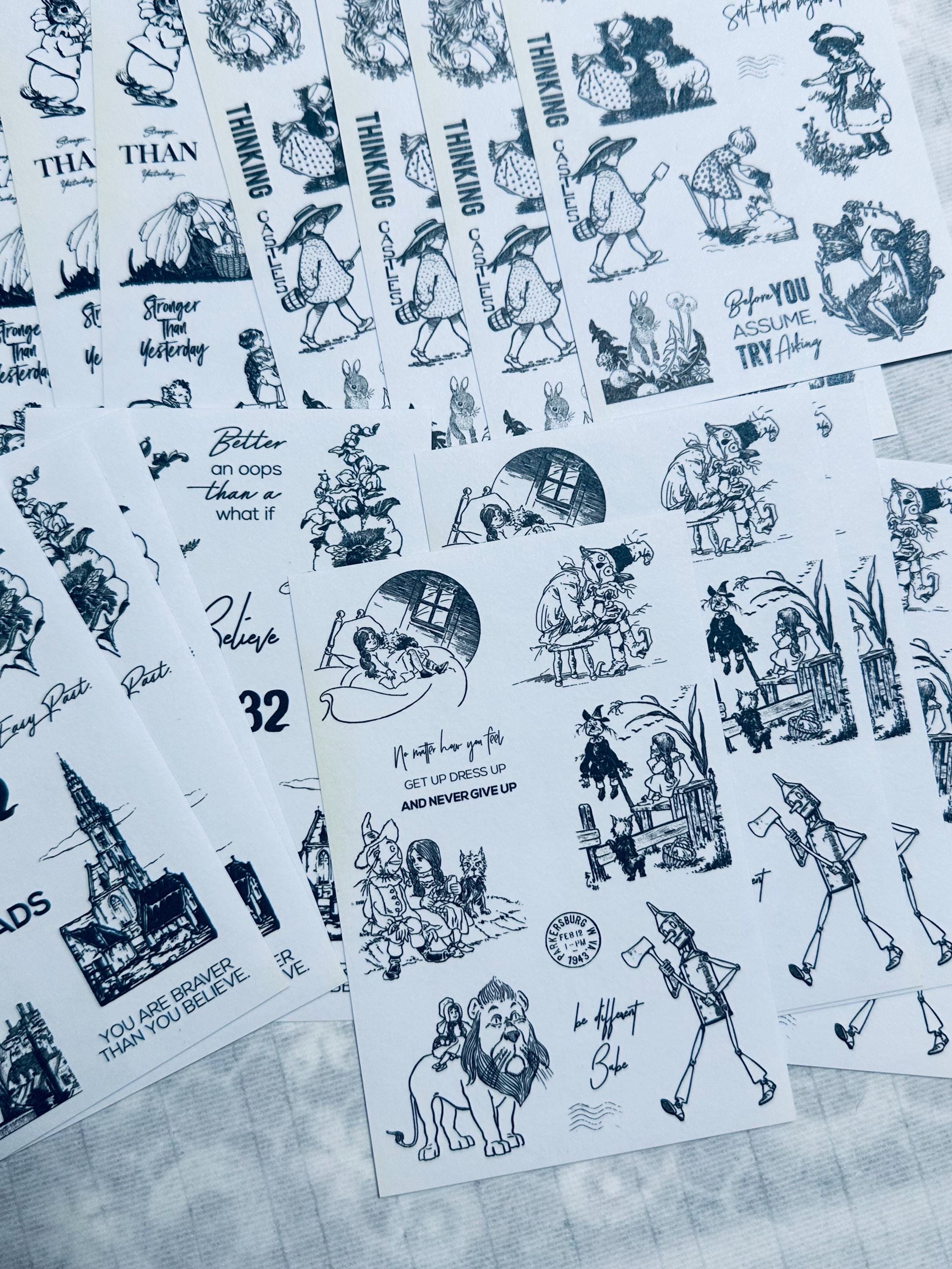 Vintage Black & White Sticker Set: 20 Sheets for Junk Journals - Etsy
