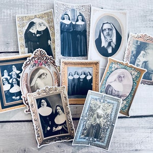 Vintage Nonne Fotodrucke - gerahmte Ephemera für Journaling - Scrapbooking katholische Nonne - Karton gedruckt mit Cricut - religiöse Kunst