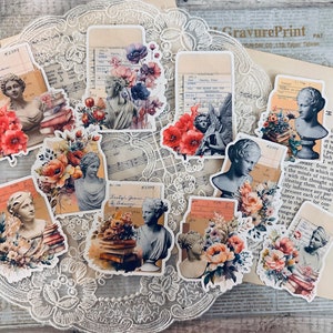 Vintage Collage Blumen Ephemera Karte | Vinatge Blume | alte Bibliothek Ephemera | Ephemera für Junk Journal | Scrapbook Zubehör | 10 Karten