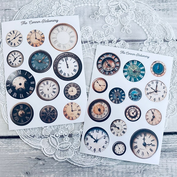 Vintage clocks Sticker For Junk Journal | Clocks Sticker For Junk Journal | Paper Sticker For Scrapbook | Clocks Sticker | 26 Stickers