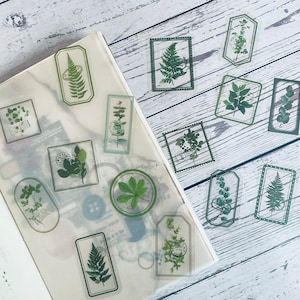 A set of 30 pieces botanical leaves ephemera PET stickers for junk journaling, collage journaling, stickers journaling, and scrapbooking.