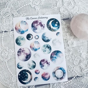 Mond Aufkleber in runder Aquarell Form | Pastell Wolke & Mond Aufkleber | Cricut Cut Aufkleber |, Planer Aufkleber