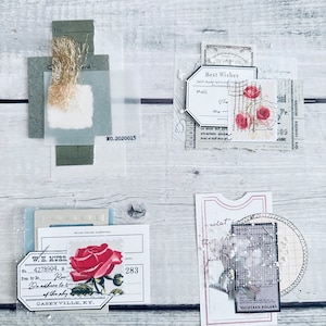Paper Clusters Set For Junk Journal | Embellishment Ephemera | Junk Journal Ephemera Set | Mixed Media Paper Clusters For Journal | 4