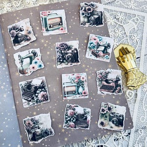 Vintage Ephemera Stickers: Junk Journal Scrapbook Planner (12 Pieces)
