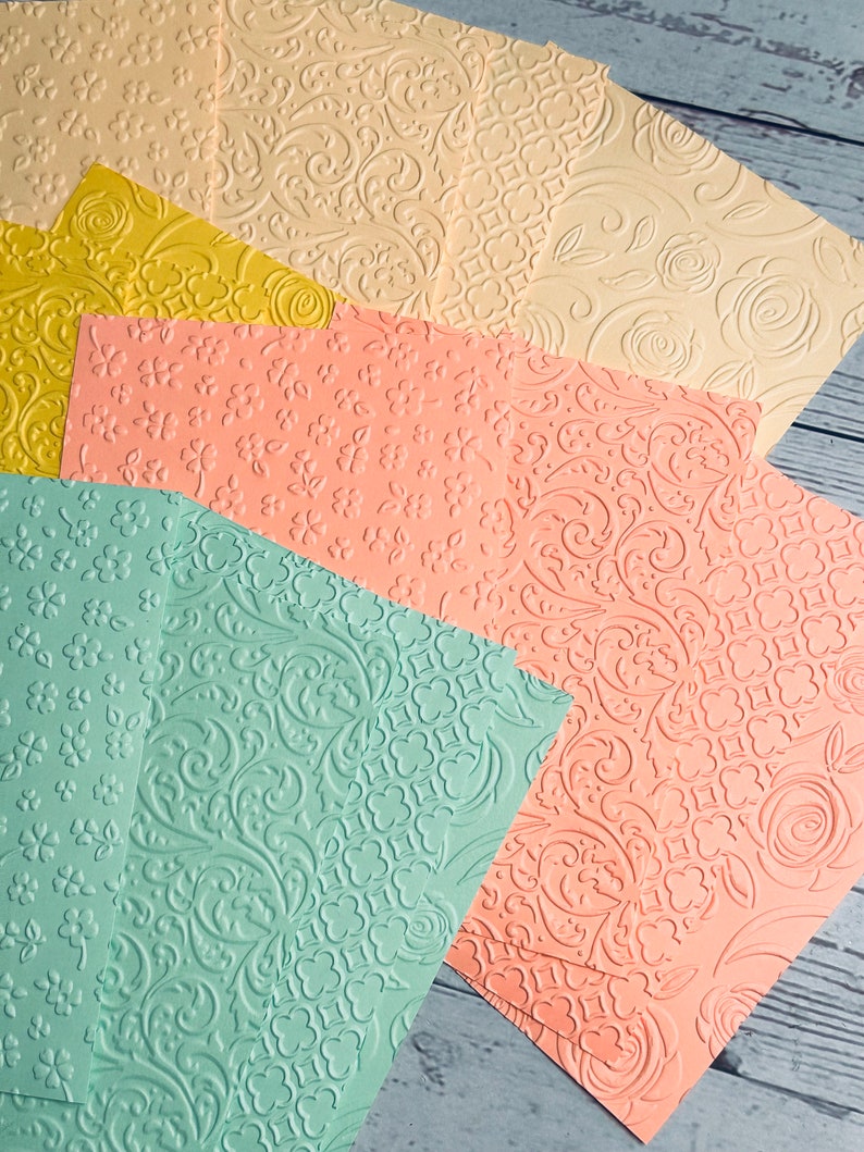 Embossed Cardstock Paper Set: Mixed Pattern Scrapbook Supplies (4x5.5 ...