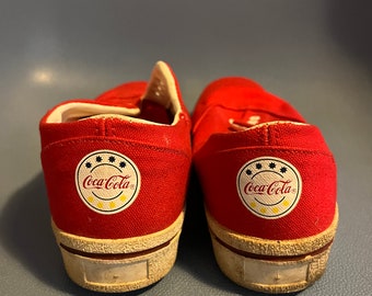 Scarpe da ginnastica rosse in tela con licenza Coca-Cola, stile Keds, vintage anni '80 e '90, slip-on, ciabatte, da collezione, rare, 10,5 pollici, unisex, uniche