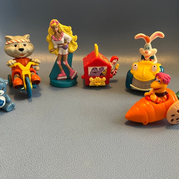 Vintage 1980s Toy Lot Grumpy Bear Barbie Ronald McDonald Roger Rabbit Fraggle Get A Long Gang 80s kid Plastic You pick one OR Buy all Rad