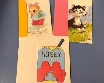 Vintage NOS Unused Greeting Cards Honey w/Bears Mouse in Converse Sneakers Suzy Spafford Zoo Cat Buy 1 or More w/envelopes Cute
