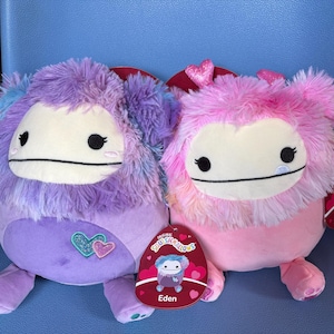 NWT New Squishmallows Squishmallow 8&quot; Plush 2025 Valentine&#39;s Day Pair Caparinne Eden Yeti Bigfoot Cryptid Collectible Rare HTF Cute Kawaii