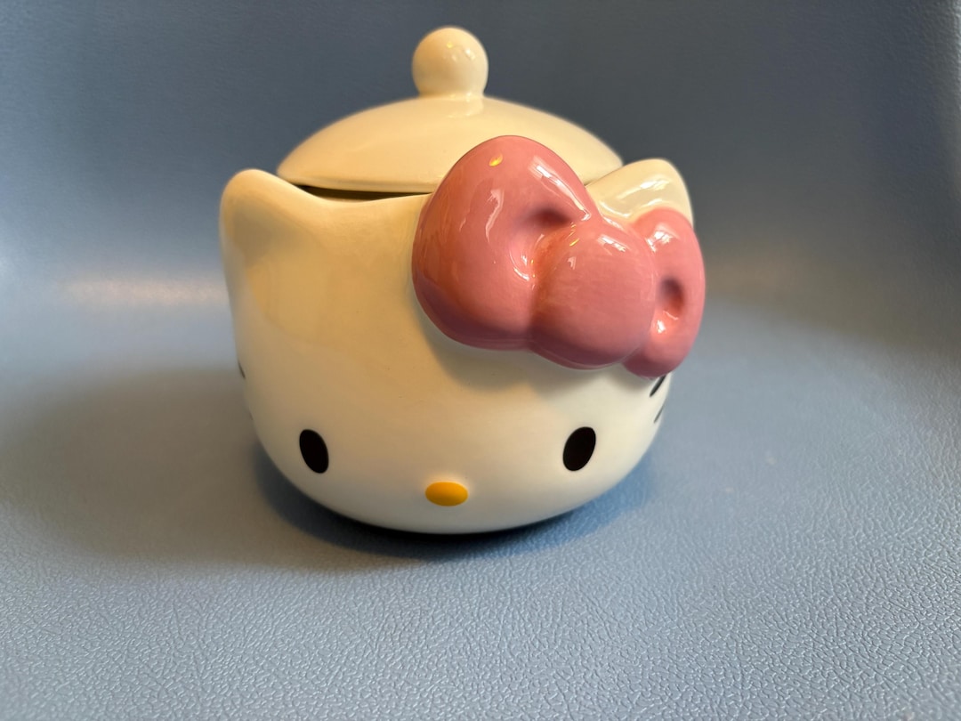 New Sanrio Hello Kitty 3D Face Jar With Lid Storage Beauty Ceramic Pink ...