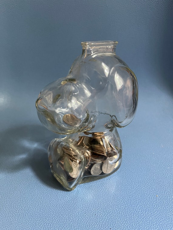 ヴィンテージ スヌーピー 貯金箱 ピーナッツ ガラス アンカーホッ