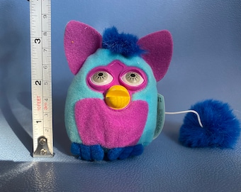Vintage Black Mini Furby Plush Purple Pink Aqua Blue Gray