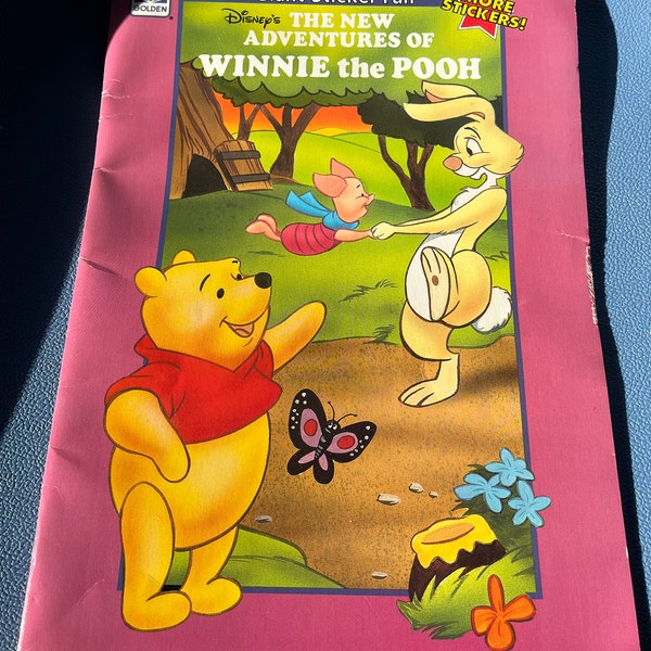 Vintage 1991 NOS Unused Winnie the Pooh Giant Sticker Fun Activity Book Disney Collectible Christopher Robin Piglet Rabbit Owl 1990s