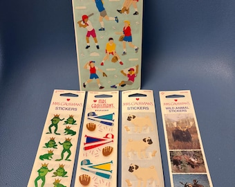 Vintage NOS Sealed Unused Mrs Grossman's Stickers Pick 1 or More Frogs w/Crowns Pugs Wild Animals Moose Pennants Baseball Collage Art