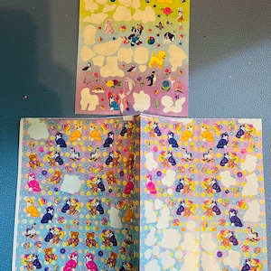 Vintage Original Lisa Frank Sticker Sheets Panda Painter Kitten Bubbles 1980s 1990s Collectible Colorful Rare HTF Scholastic Book