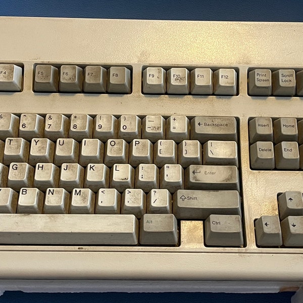 Vintage Clicky Clacky IBM Keyboard 1991 Modelo M Mechanical ID 7265941 Con caja original sin probar con accesorios de computadora de cable 1990s 90s