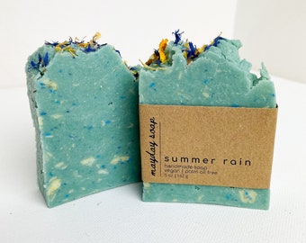SUMMER RAIN Soap Bar | Palm Oil Free Soap | Zero Waste Soap | Handmade Soap Vegan | Zero Waste Gift | Rain Soap Bar | Rebatch Soap