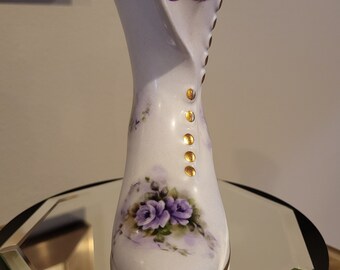 Vintage, Antique, Button up lavender boot. Porcelain, Small porcelain shoes.