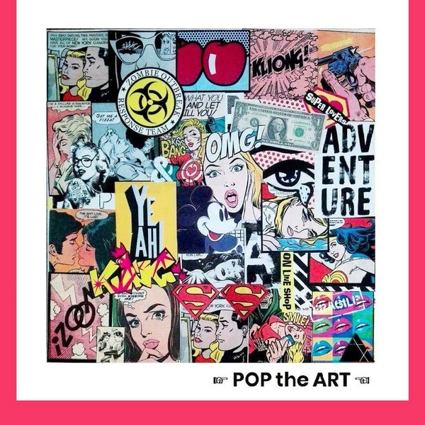 Cube POP ART 3D -  artiste authentique, NO impression, collage, tableau,toile,canvas,graphiti, Street Art, contemporain,abstrait