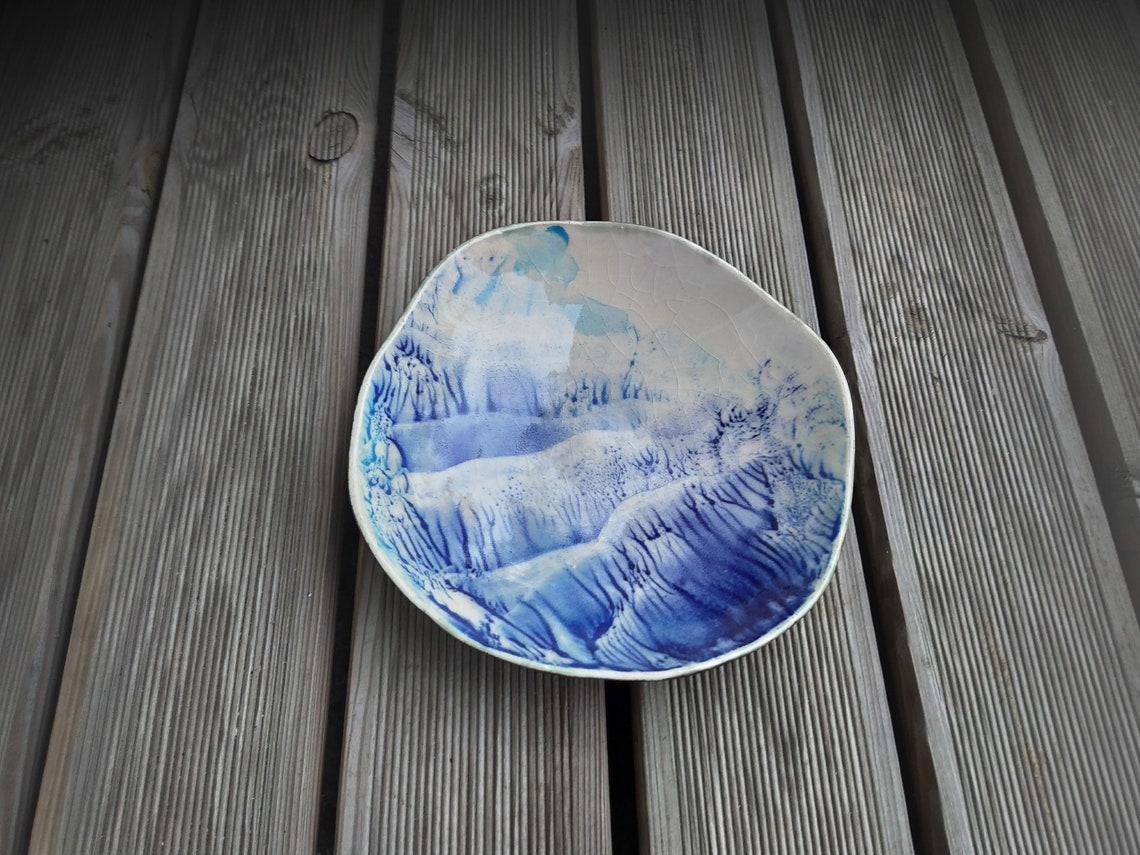 Blauer Keramik-Schub Schmuck coupelle Lebensmittelteller | Etsy