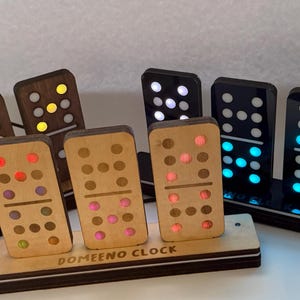 Domino LED Clock | Handmade Wood Desk Clock | Interactive Rainbow Light Art | Unique Gamer Gift & Mancave Decor | Auto-Dimming Smart Tech