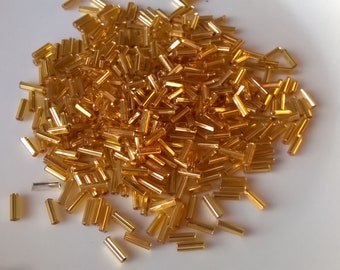 30 gr Glass Bugle Beads Amber Gold 4,5mm