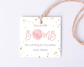 Bath Bomb Birthday Party Favor Tag, Bath Bomb Making Party Thank you tag, Editable Template Instant Download, Templett