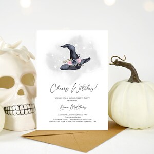 Cheers Witches Bachelorette Party Invitation, Editable Halloween Party Invite, Templett, Halloween Bridal Shower Invite