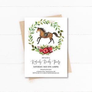 Kentucky Derby Party Invitation, Editable Derby Party Invitation, Derby Party Template, Printed, Printable, horse race invitation, temp