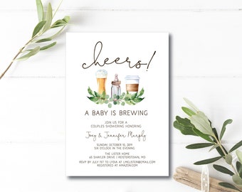 A Baby is Brewing Couples Shower Invitation, Instant Download, Editable, Template, Couples Baby Shower Invitation, e267